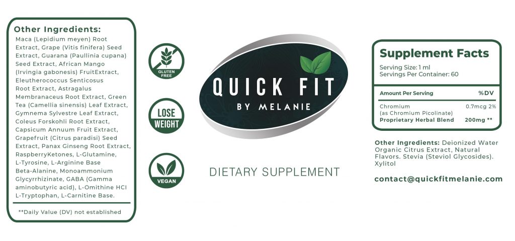 quick fit by melanie ingredients