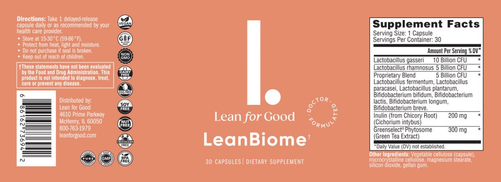 leanbiome ingredients label